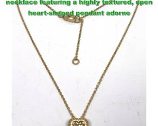 Lot 2178 Judith Ripka Sterling Vermeil necklace featuring a highly textured, open heartshaped pendant adorne