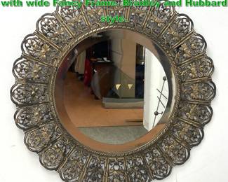 Lot 2208 Fancy Vintage Brass Wall Mirror with wide Fancy Frame. Bradley and Hubbard style. 