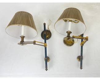 Lot 1975 Pair Brass Swing Arm Sconces.