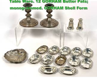 Lot 2164 Lot Mostly GORHAM Sterling Silver Table Ware. 12 GORHAM Butter Pats monogrammed. GORHAM Shell Form 