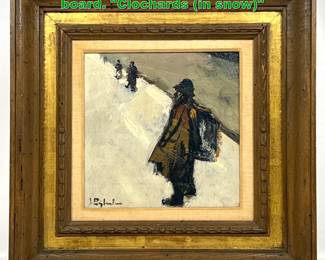Lot 2038 JAN RIJLAARSDAM painting on board. Clochards in snow
