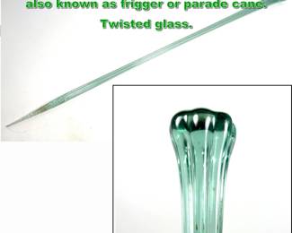 Lot 1890 Vintage Long glass walking stick, also known as frigger or parade cane. Twisted glass.