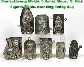 Lot 2269 8pc Vintage Chocolate Confectionary Molds. 5 Santa Claus, S. Nick Figural Molds. Standing Teddy Bea