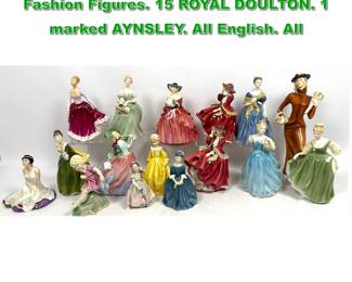 Lot 2246 16pc Collection Porcelain Lady Fashion Figures. 15 ROYAL DOULTON. 1 marked AYNSLEY. All English. All