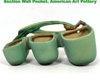Lot 2061 Roseville Green Pinecone 3 Section Wall Pocket. American Art Pottery