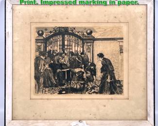 Lot 2140 Kaethe Kollwitz Etching Engraving Print. Impressed marking in paper. 