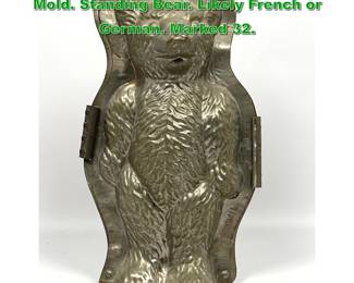 Lot 2312 Vintage Teddy Bear Chocolate Mold. Standing Bear. Likely French or German. Marked 32. 