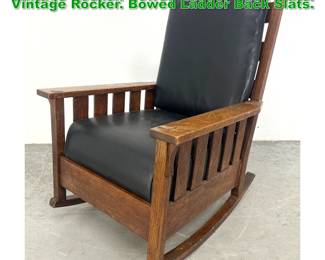Lot 1802 Mission Oak Arts and Crafts Vintage Rocker. Bowed Ladder Back Slats.