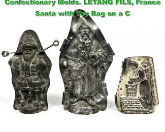 Lot 2294 3pc Vintage Santa Claus Chocolate Confectionary Molds. LETANG FILS, France Santa with Toy Bag on a C