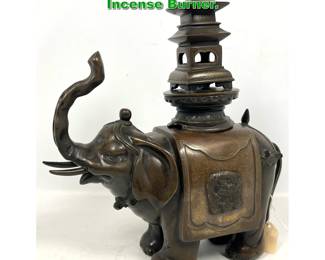 Lot 2020 Asian Bronze Elephant Form Incense Burner. 