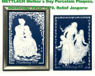 Lot 2117 2pc VILLEROY and BOCH METTLACH Mother s Day Porcelain Plaques. Muttertag 1978, 1979. Relief Jasperw
