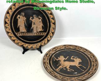 Lot 1998 Pair of decorative ceramic platters, retailed by Bloomingdales Home Studio, Etruscan Style. 