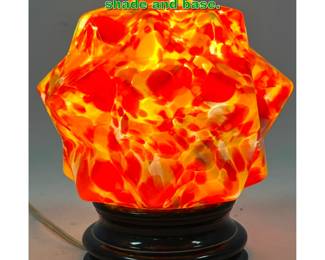 Lot 1972 Czech Art glass table lamp. Glass shade and base. 