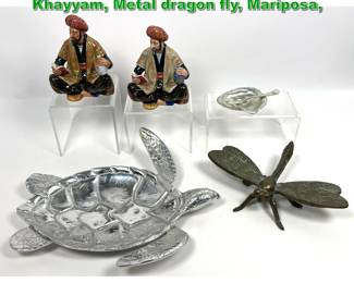 Lot 2253 5pc Lot. Royal Doulton Omar Khayyam, Metal dragon fly, Mariposa, 