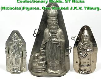 Lot 2288 3pc Vintage Chocolate Confectionary Molds. ST Nicks NicholasFigures. One Marked J.K.V. Tilburg.