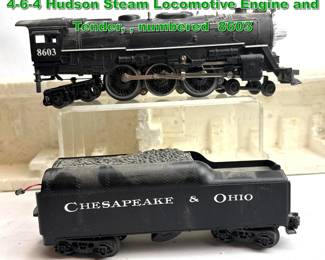 Lot 2357 Lionel 8603 Chesapeake and Ohio 464 Hudson Steam Locomotive Engine and Tender, , numbered 8603 
