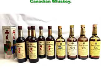 Lot 2395 9pcs Vintage Seagrams Canadian Whiskey. 