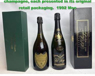 Lot 2403 2pcs bottles of vintage French champagne, each presented in its original retail packaging. 1992 Moe