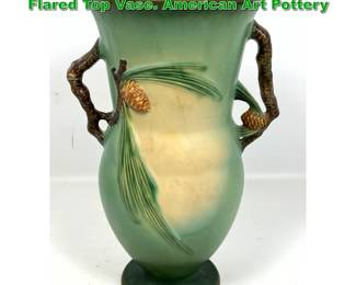 Lot 2071 Roseville Green Pinecone Tall Flared Top Vase. American Art Pottery
