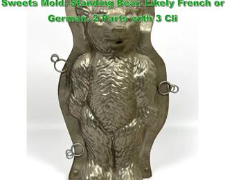 Lot 2314 Vintage Teddy Bear Chocolate Sweets Mold. Standing Bear. Likely French or German. 2 Parts with 3 Cli