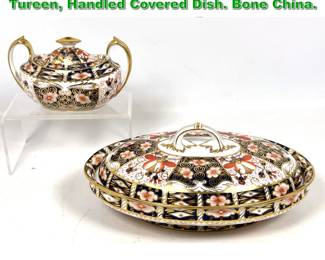 Lot 2056 2pcs Royal Crown Derby. Covered Tureen, Handled Covered Dish. Bone China.