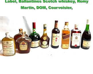 Lot 2386 9 Bottle Whisky. Johnny Walker red Label, Ballantines Scotch whiskey, Remy Martin, DOM, Courvoisier,