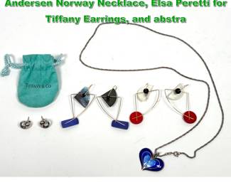 Lot 2160 Modernist Jewelry Lot. David Andersen Norway Necklace, Elsa Peretti for Tiffany Earrings, and abstra