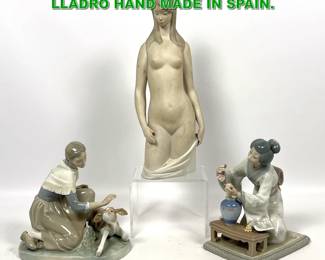 Lot 2121 3pcs Lladro Figurine Sculptures. LLADRO HAND MADE IN SPAIN. 