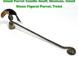Lot 1915 EMILIA CASTILLO Silver Plate Inlaid Parrot Candle Snuff. Mexican. Inlaid Stone Figural Parrot. Twist