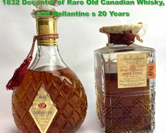 Lot 2382 2 Bottles. Gooderham and Worts 1832 Decanter of Rare Old Canadian Whisky, and Ballantine s 20 Years 