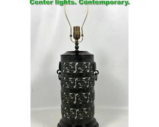 Lot 2035 Metal Asian Style Table lamp. Center lights. Contemporary.