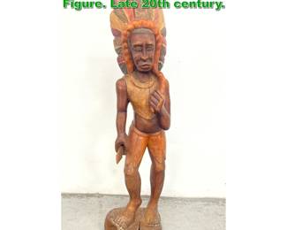 Lot 1838 Carved Wood Cigar Store Indian Figure. Late 20th century. 
