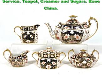 Lot 2055 5pcs Royal Crown Derby Tea Service. Teapot, Creamer and Sugars. Bone China.
