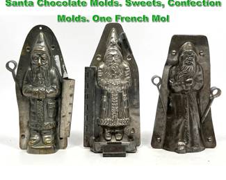 Lot 2284 Collection 3 Vintage Metal St. Nick, Santa Chocolate Molds. Sweets, Confection Molds. One French Mol