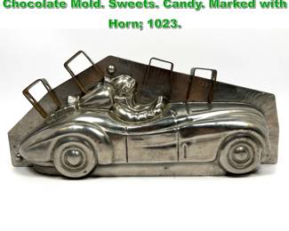 Lot 2310 Vintage Santa Claus in Race Car Chocolate Mold. Sweets. Candy. Marked with Horn 1023.