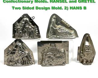 Lot 2275 5pc Vintage Rabbit Chocolate Confectionary Molds. HANSEL and GRETEL Two Sided Design Mold. 2 HANS B