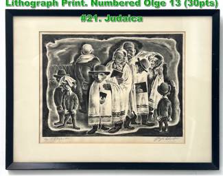 Lot 2189 Signed Georges Schreiber Lithograph Print. Numbered Olge 13 30pts 21. Judaica