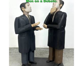 Lot 1809 Large Folk Art Wood Carving Of 2 Men on a Debate. 