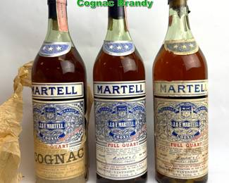 Lot 2420 3 Bottles. J. and F. Martell 3 Star Cognac Brandy 