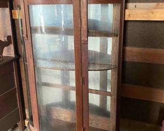 Vintage Curved Curio Cabinet