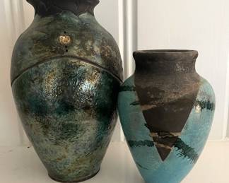 Raku  pottery, on the right  Mary Lou Deal