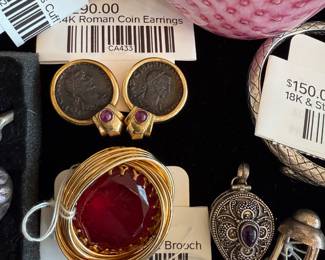 14k Roman Coin Earrings