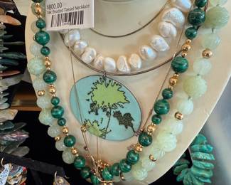 14k Beaded Tassel Necklace
