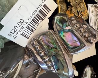 Sterling Taxco Abalone Cuff