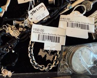 Sterling Gucci Butterfly Earrings, sterling Italian Cable Chain Bracelet