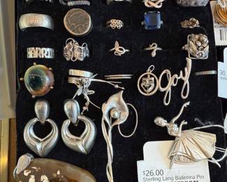 Sterling Lang Ballerina Pin, Earrings, Rings