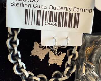 Sterling Gucci Butterfly Earrings