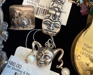 9k Sterling & Pearl Jester Pendant