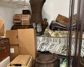 Cigar boxes, hats, baskets, hangers