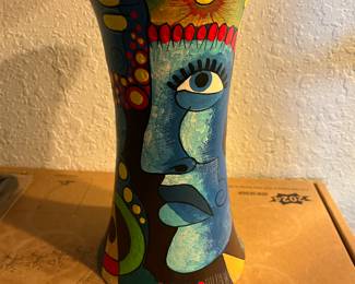 Abstract hand painted pottery